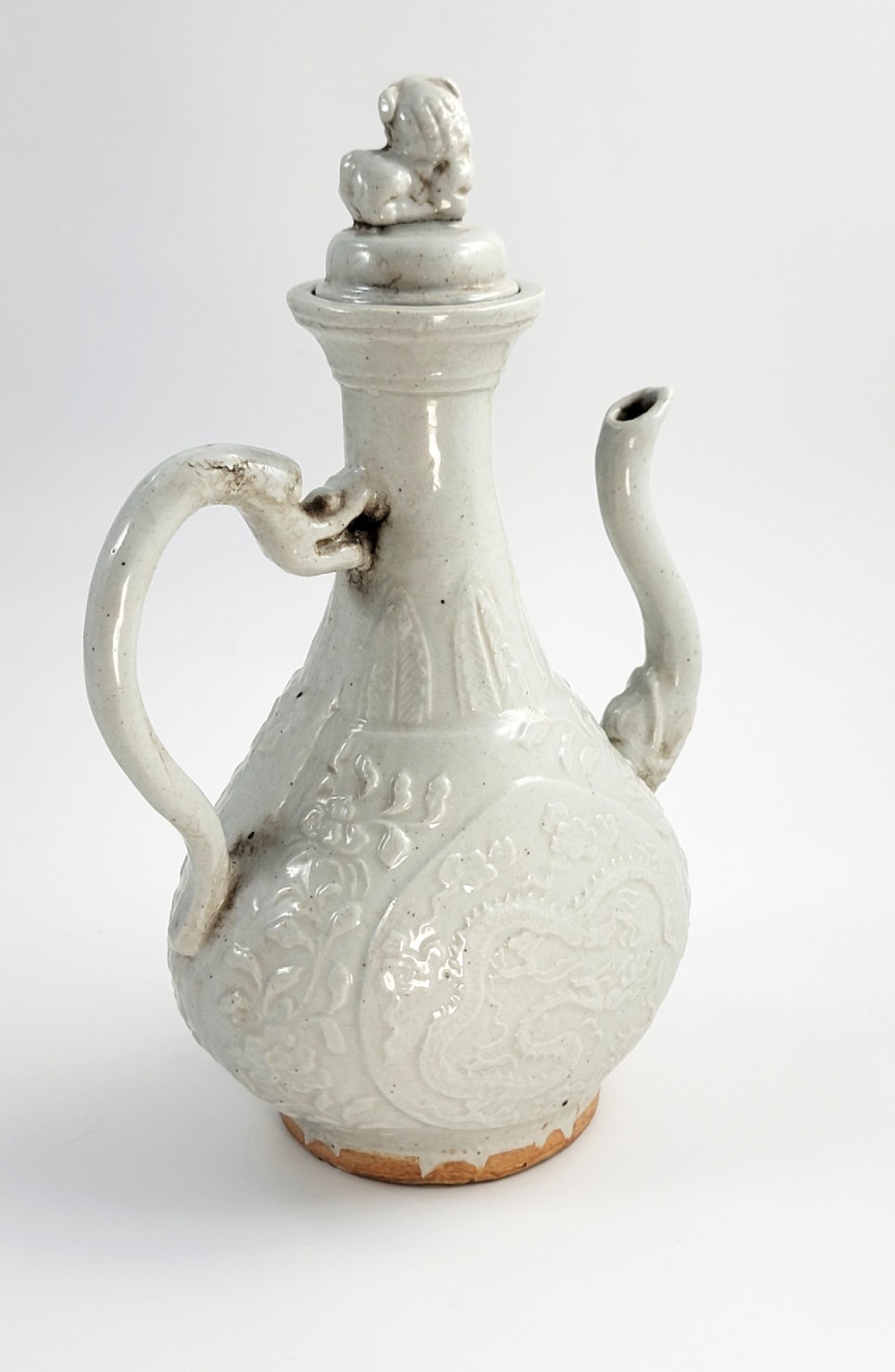 Rare Song Dynasty Lidded Ewer, Dragon Relief, Complete, China c.12thC, Museum Analogue View II