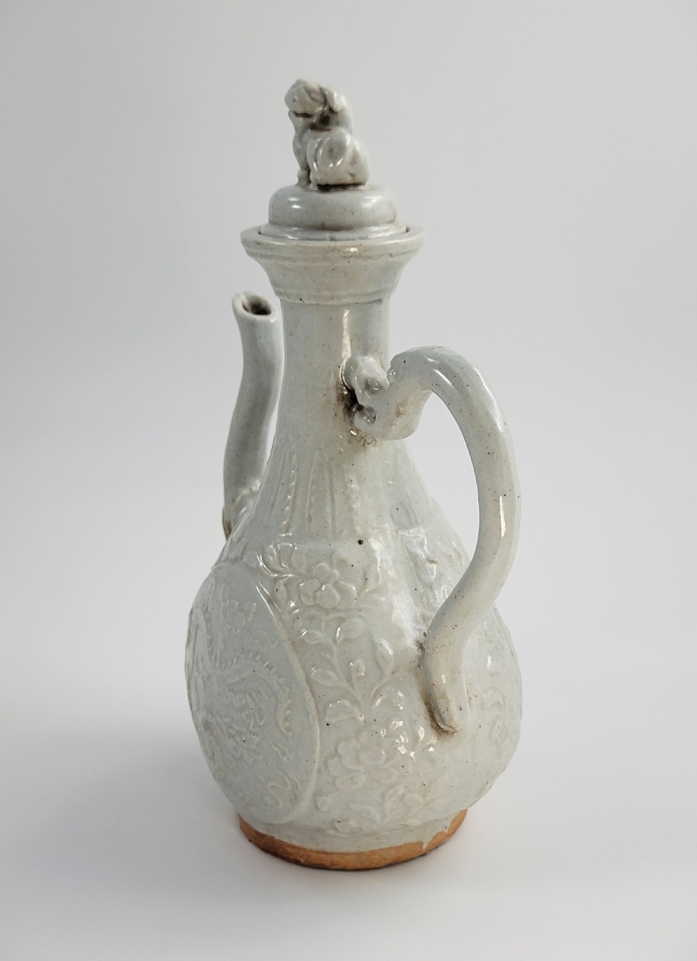 Rare Song Dynasty Lidded Ewer, Dragon Relief, Complete, China c.12thC, Museum Analogue View III