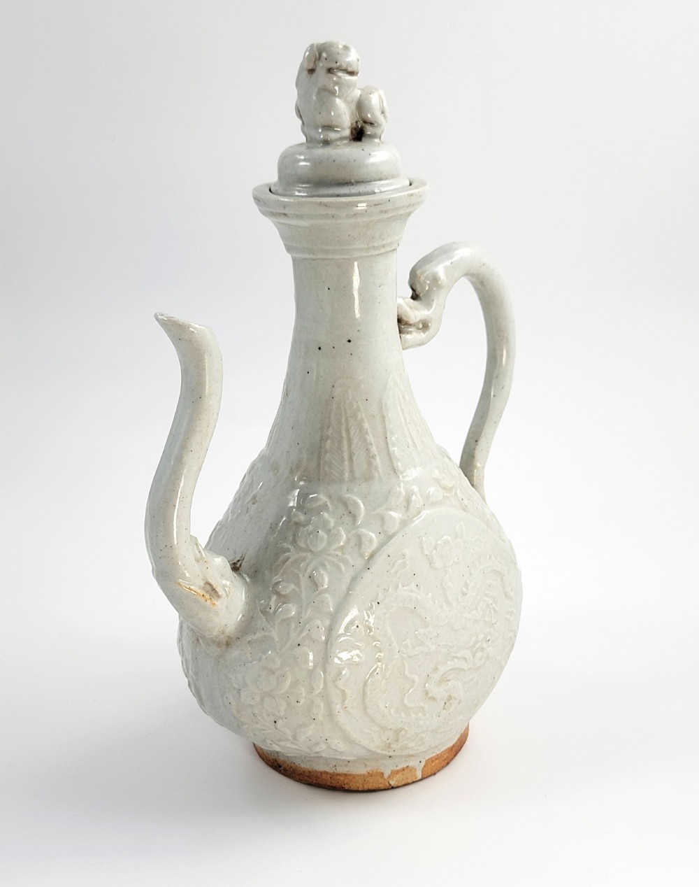 Rare Song Dynasty Lidded Ewer, Dragon Relief, Complete, China c.12thC, Museum Analogue View VI
