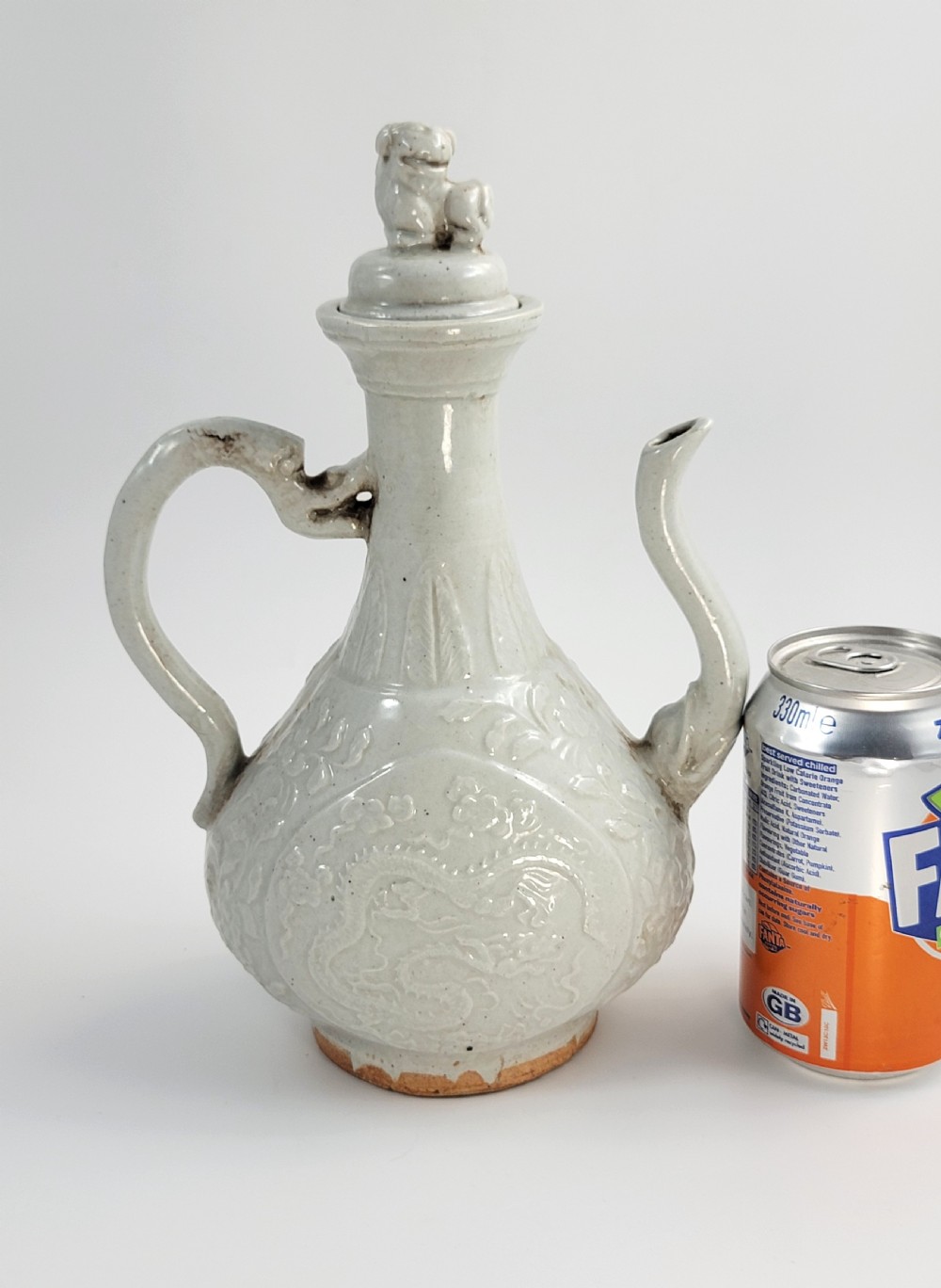 Rare Song Dynasty Lidded Ewer, Dragon Relief, Complete, China c.12thC, Museum Analogue View XVI
