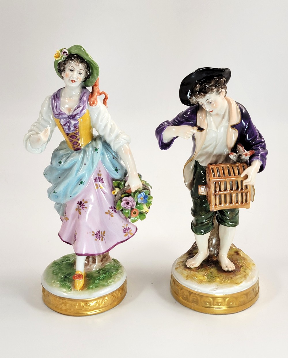 Early 20th Century German Porcelain Pair by Oldest Volkstedt Factory