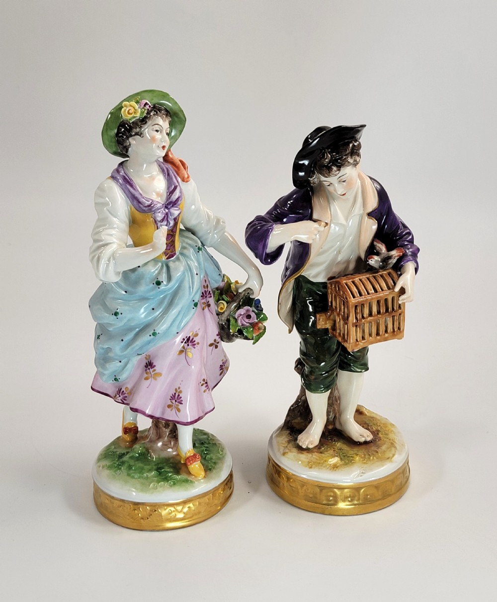 Early 20th Century German Porcelain Pair by Oldest Volkstedt Factory View V