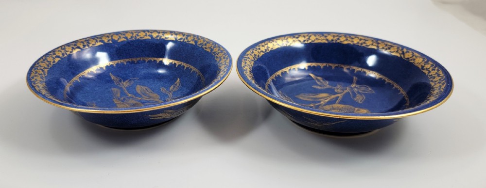 Daisy Makeig-Jones Wedgwood Blue Lustre Pair of Owl Bowls, c.1915 View V