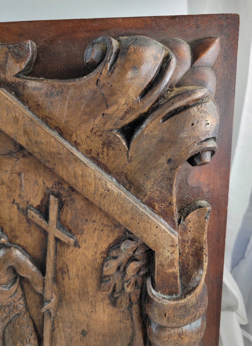 A Monumental French Baroque Walnut Panel, The Baptism of Christ, 17th Century View IV