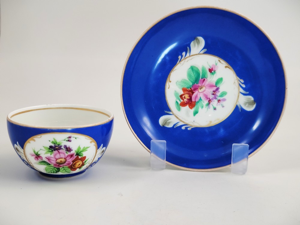 Gardner Porcelain Tea Cup and Saucer, Moscow Factory, circa 1880