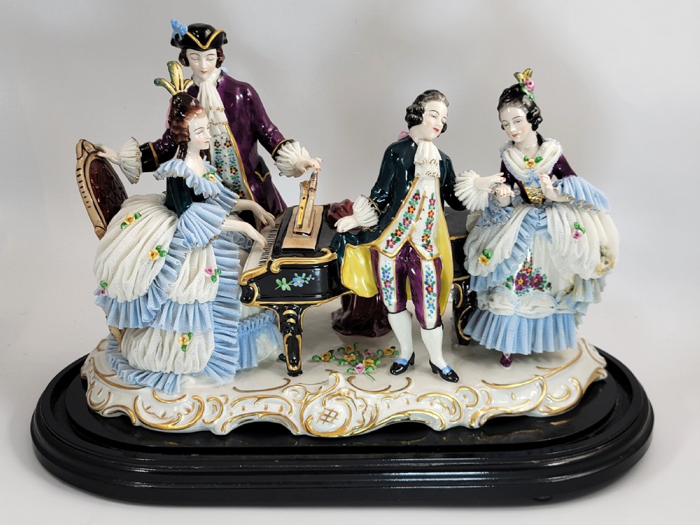 Ernst Bohne Söhne Lace Figural Group with Piano, c.1901.