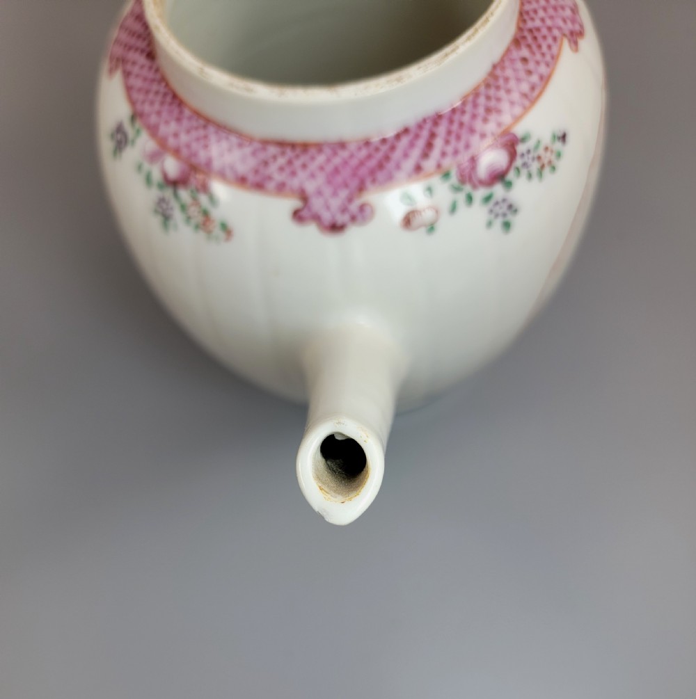 Antique English New Hall Porcelain Teapot, Unique Form, c.1785–1795 View IX