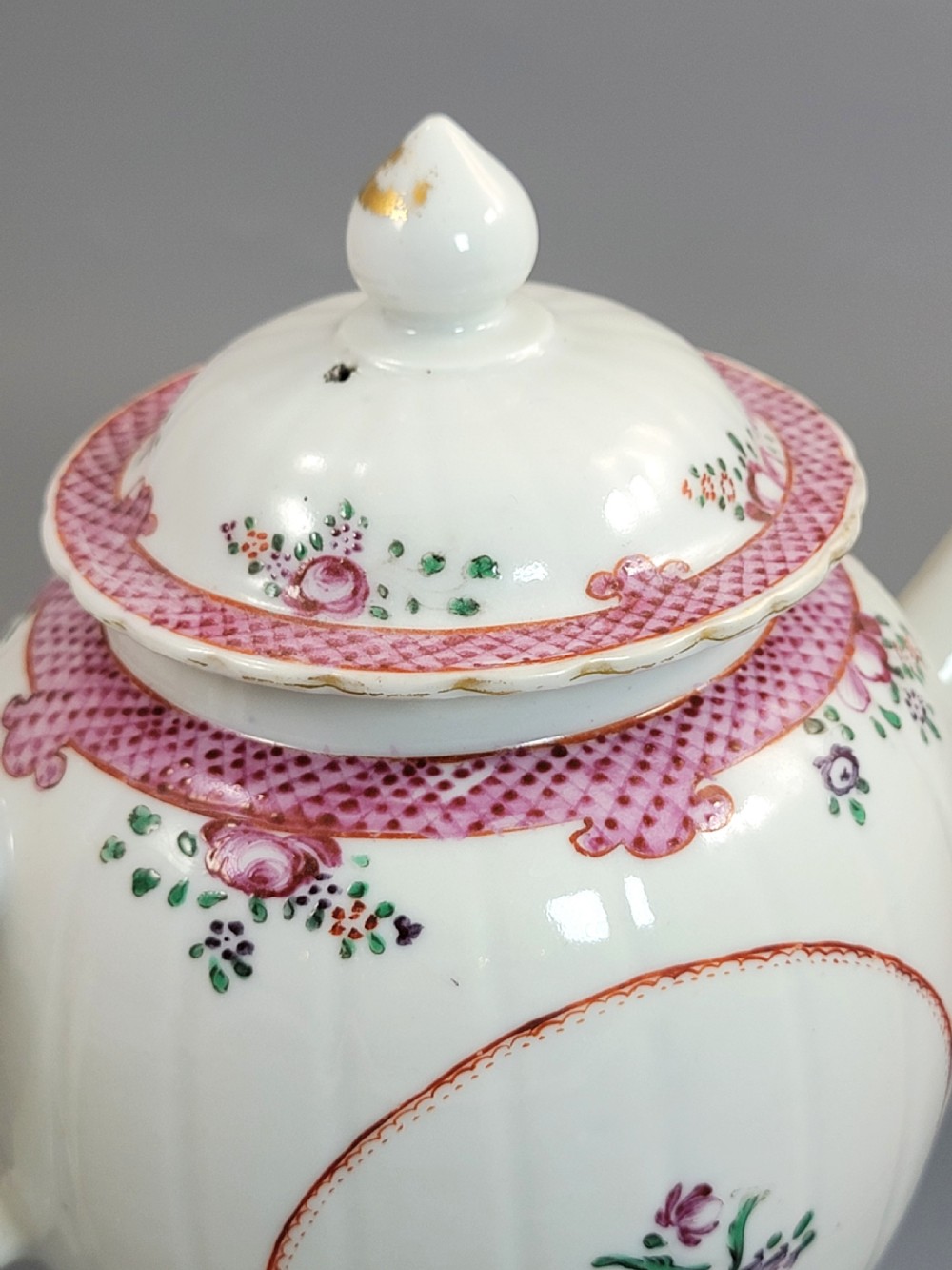 Antique English New Hall Porcelain Teapot, Unique Form, c.1785–1795 View XVI