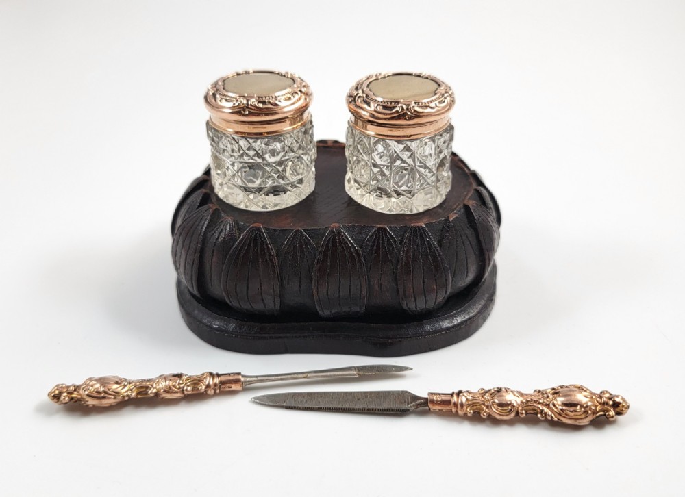 A Superb Antique English 9ct Gold & Crystal Vanity Set by Levi & Salaman, Birmingham 1900 View II