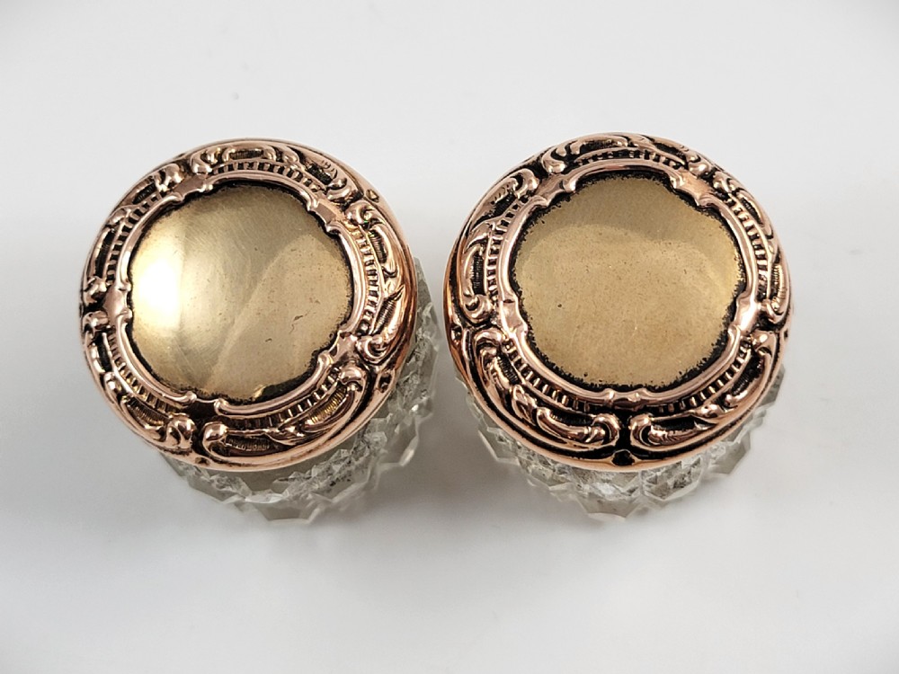 A Superb Antique English 9ct Gold & Crystal Vanity Set by Levi & Salaman, Birmingham 1900 View VII