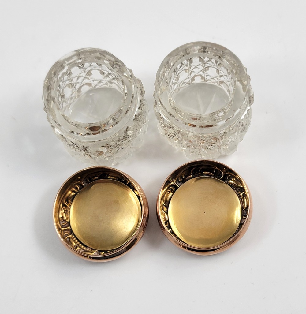 A Superb Antique English 9ct Gold & Crystal Vanity Set by Levi & Salaman, Birmingham 1900 View VIII