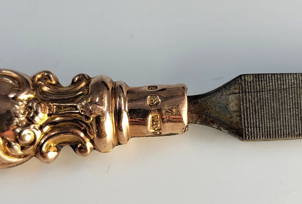 A Superb Antique English 9ct Gold & Crystal Vanity Set by Levi & Salaman, Birmingham 1900 View XV