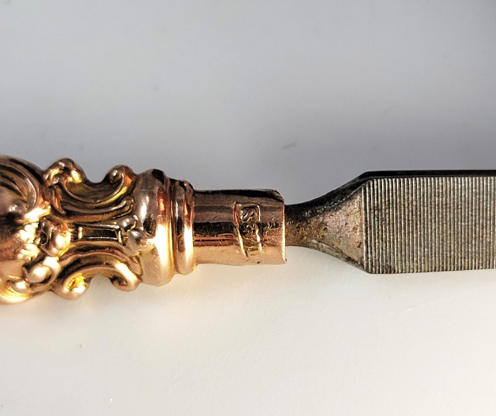 A Superb Antique English 9ct Gold & Crystal Vanity Set by Levi & Salaman, Birmingham 1900 View XVI