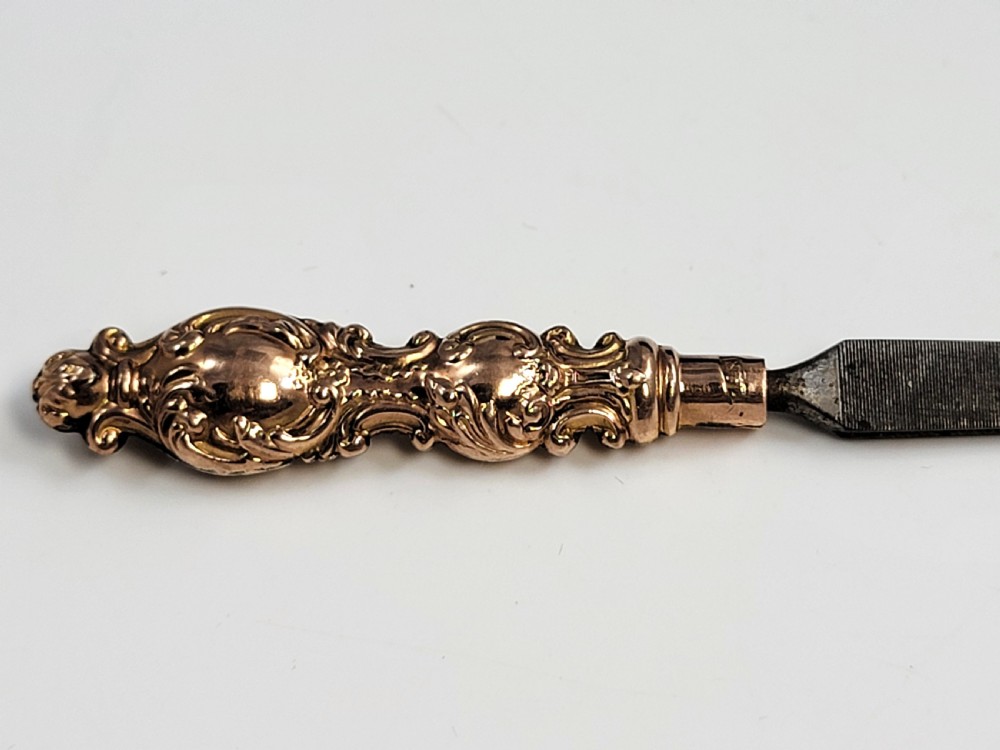 A Superb Antique English 9ct Gold & Crystal Vanity Set by Levi & Salaman, Birmingham 1900 View XVIII