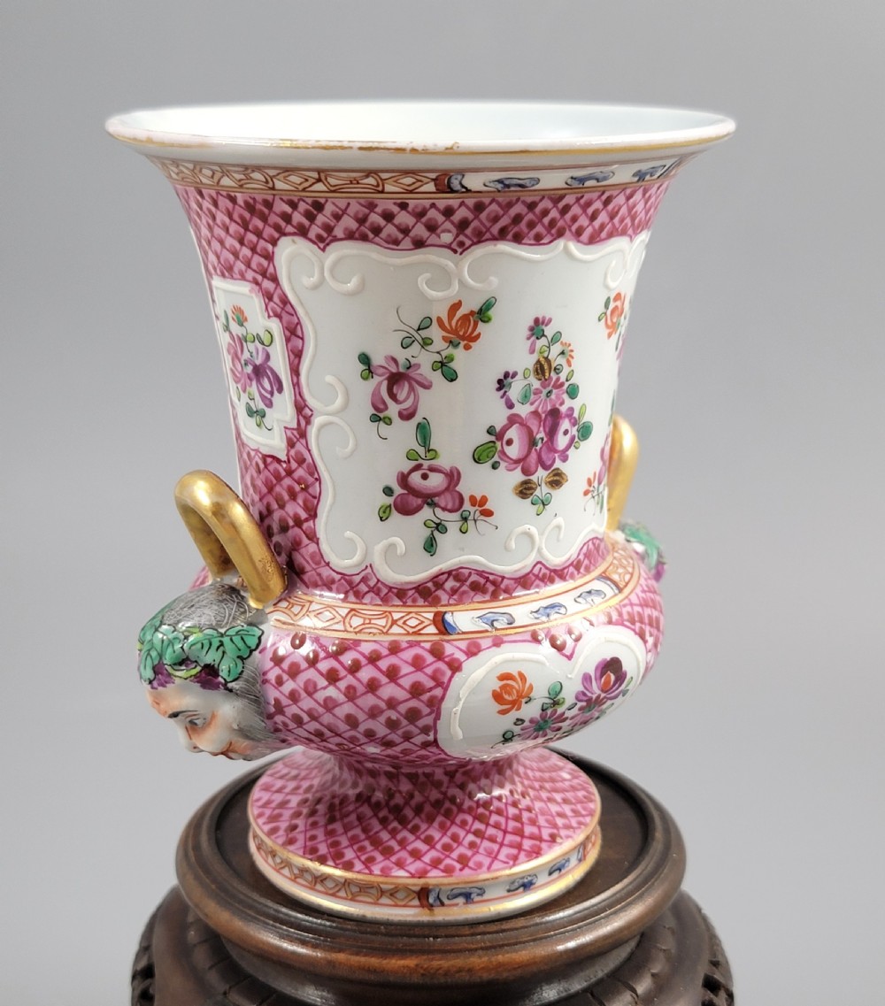 Antique Samson Porcelain Vase, Bacchic Mask Handles, Paris, c.1870 View IV