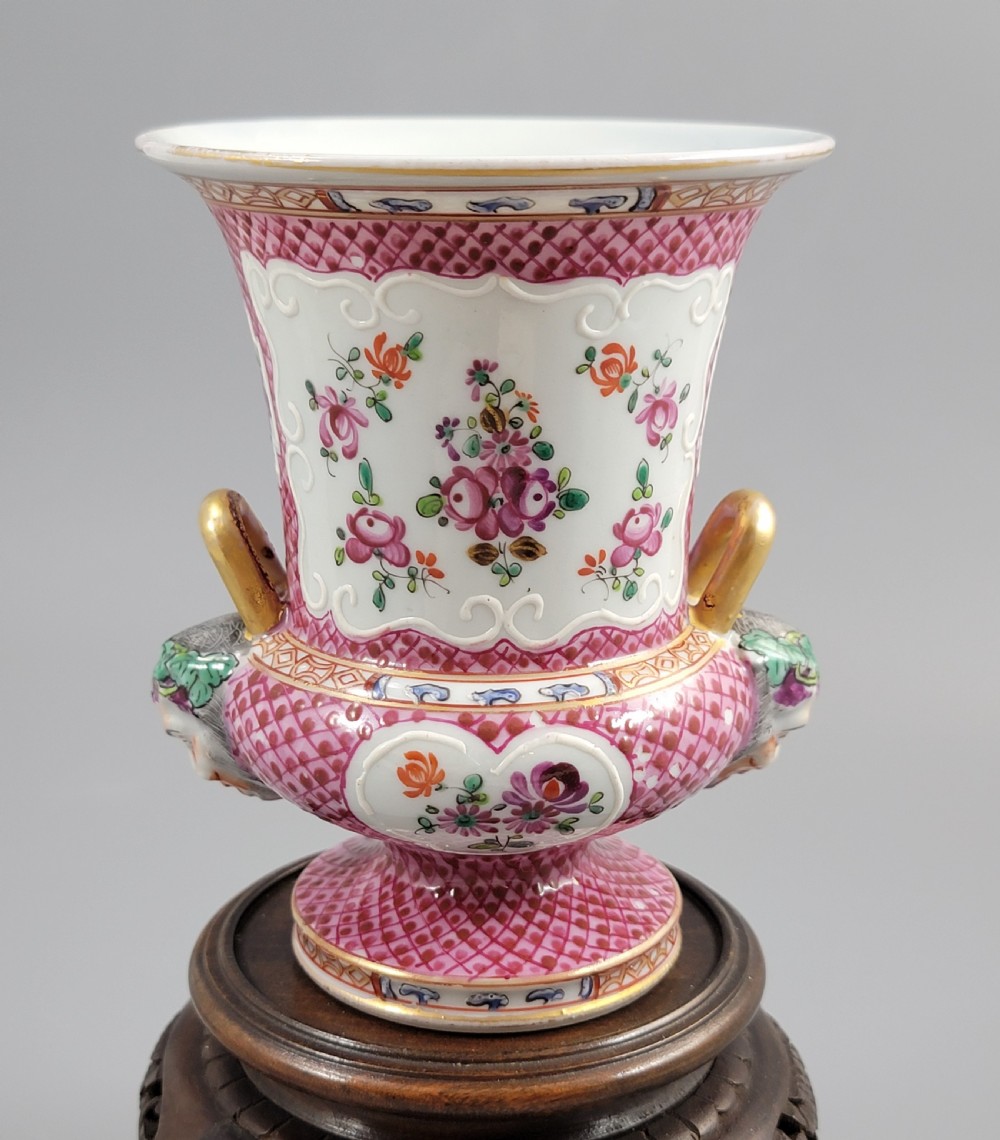 Antique Samson Porcelain Vase, Bacchic Mask Handles, Paris, c.1870 View V