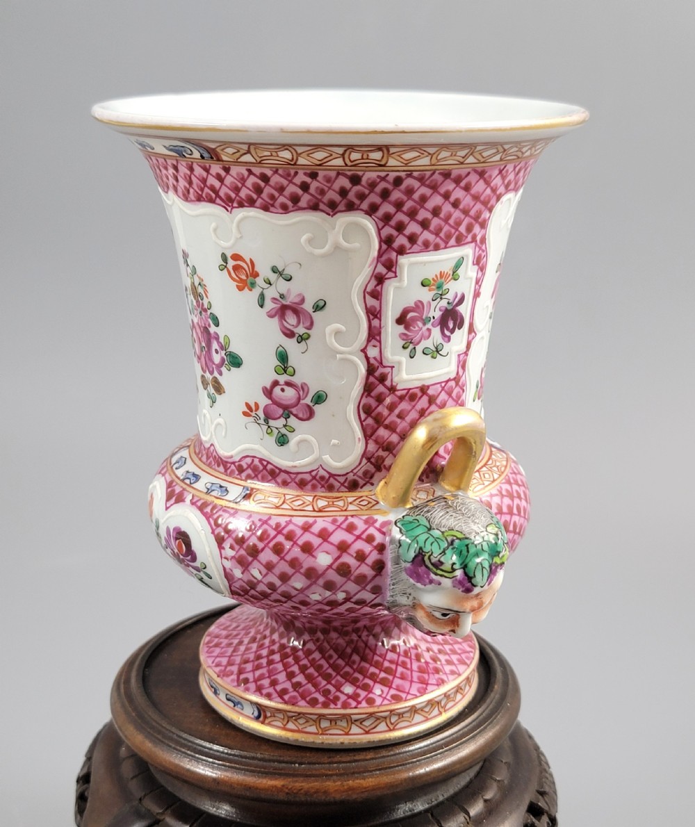 Antique Samson Porcelain Vase, Bacchic Mask Handles, Paris, c.1870 View VI