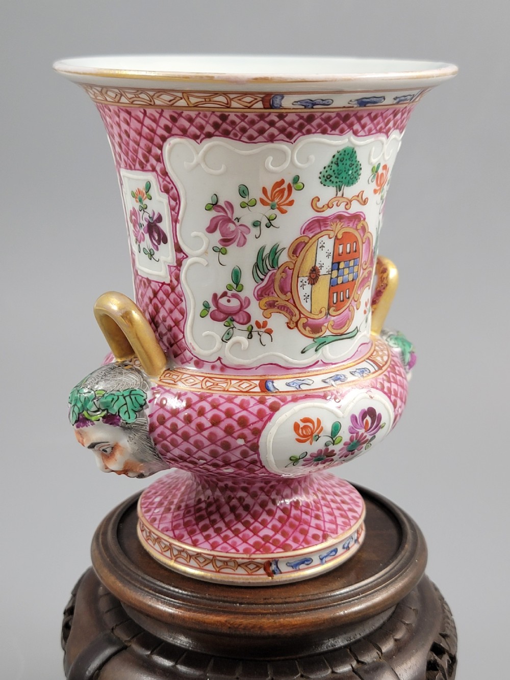 Antique Samson Porcelain Vase, Bacchic Mask Handles, Paris, c.1870 View VIII