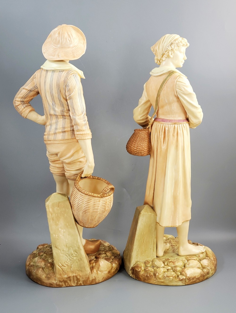 Royal Worcester Pair of Figures “Fisherman and Fisherwoman”, James Hadley, 1892–1893 View III