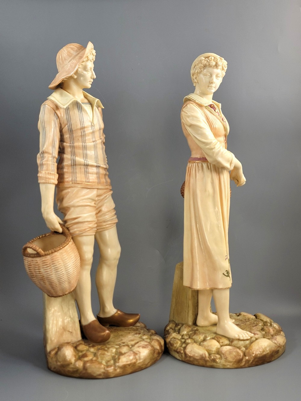 Royal Worcester Pair of Figures “Fisherman and Fisherwoman”, James Hadley, 1892–1893 View V