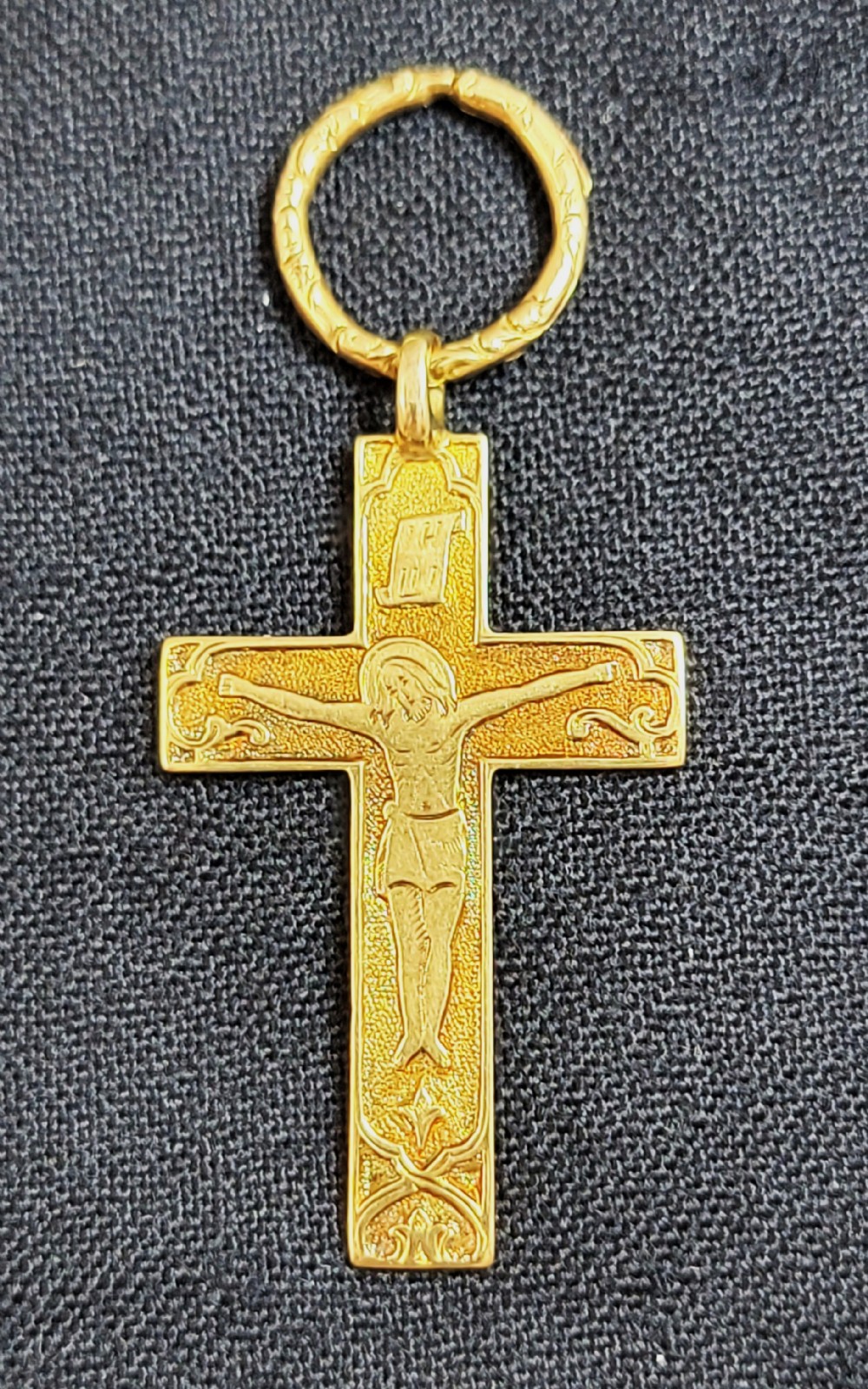 Imperial Russian 56 Zolotnik Gold Orthodox Cross Pendant, St Petersburg 1864