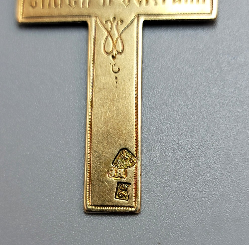 Imperial Russian 56 Zolotnik Gold Orthodox Cross Pendant, St Petersburg 1864 View VII