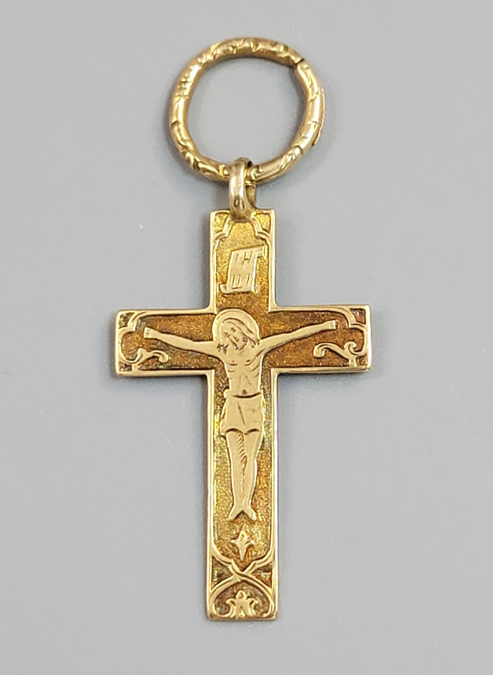 Imperial Russian 56 Zolotnik Gold Orthodox Cross Pendant, St Petersburg 1864 View IX