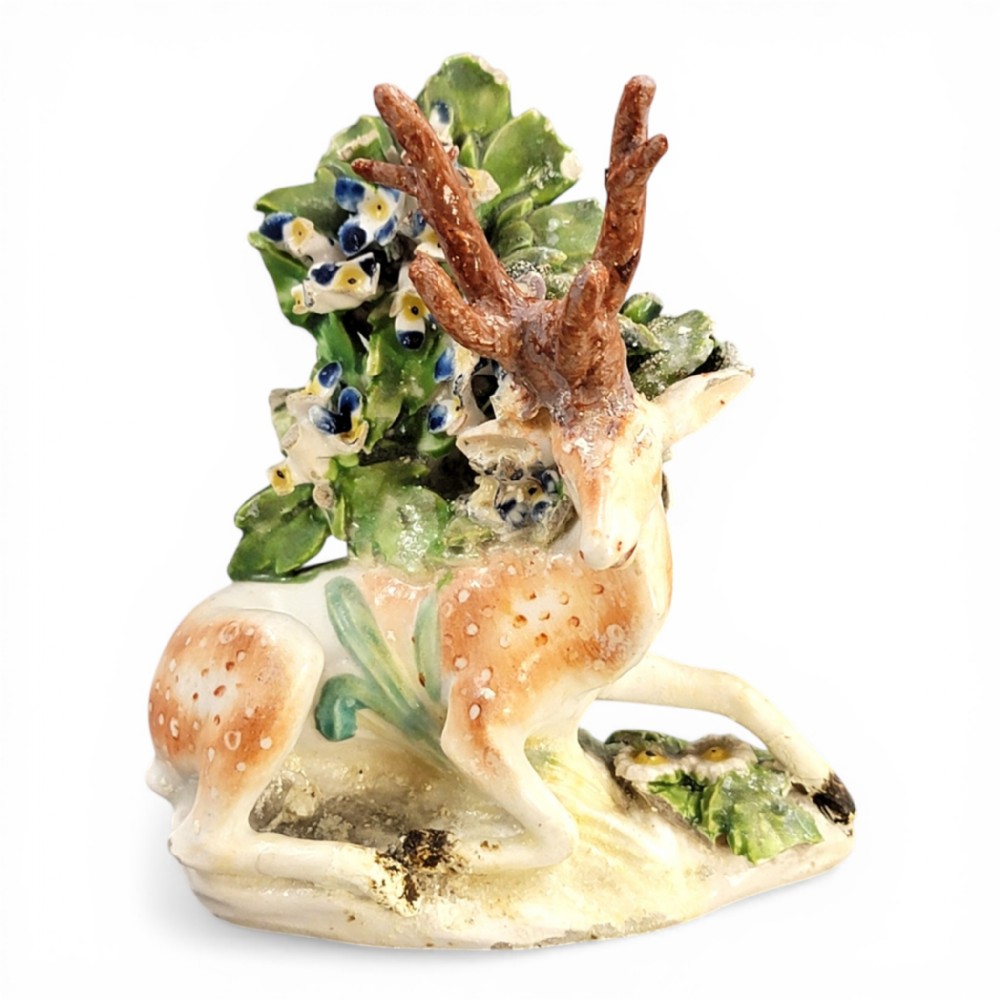 Derby porcelain recumbent stag figure Patch Period c.1760