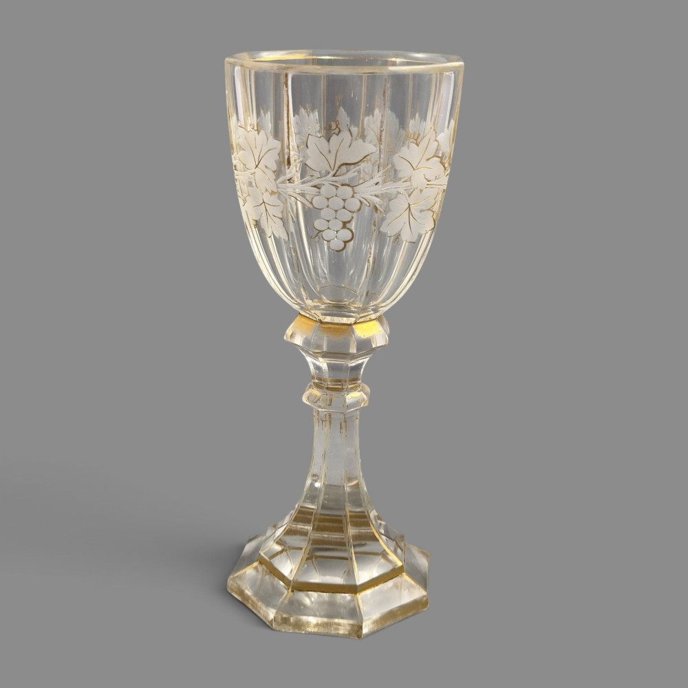 Moser Bohemian Engraved Crystal Römer Goblet with Gilding, c.1860-1875