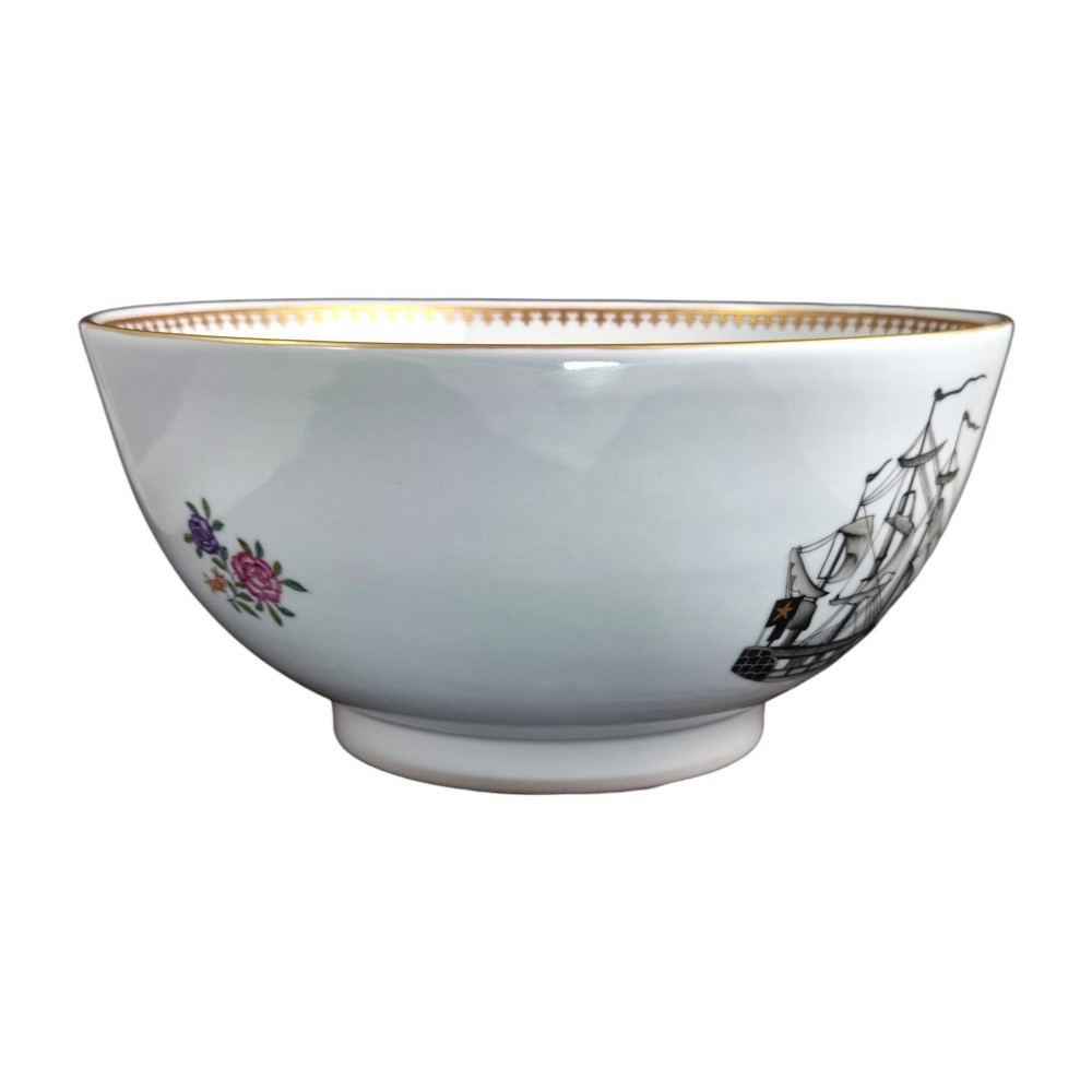 Large Chinese Export Armorial Porcelain Punch Bowl, Late 18th Century View VI