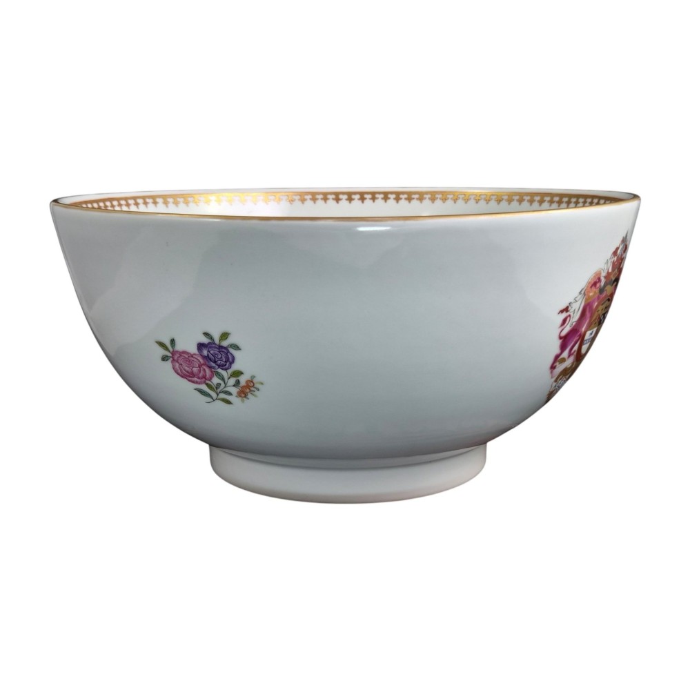 Large Chinese Export Armorial Porcelain Punch Bowl, Late 18th Century View X