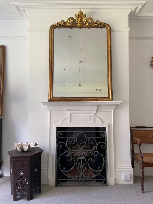 LOUIS PHILLIPE FRENCH 19THC GILT OVERMANTLE MIRROR 137CM ORIGINALMERCURY PLATE - ADDITIONAL PHOTO 5