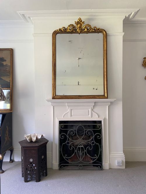 LOUIS PHILLIPE FRENCH 19THC GILT OVERMANTLE MIRROR 137CM ORIGINALMERCURY PLATE - ADDITIONAL PHOTO 14