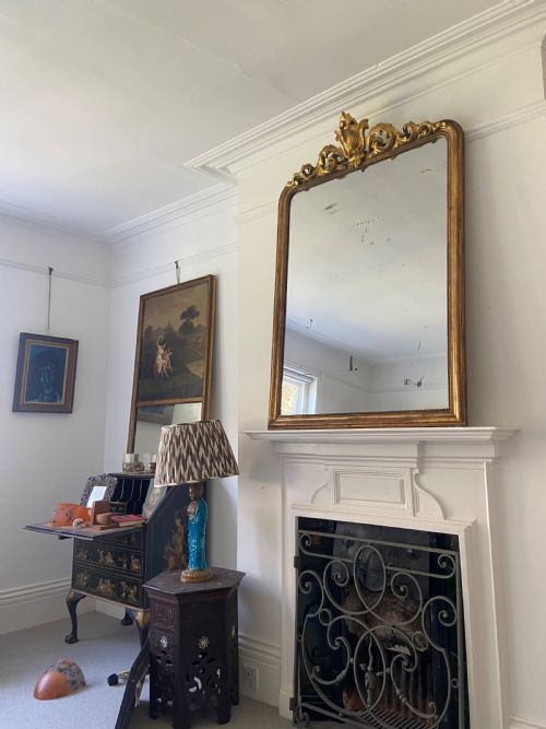 LOUIS PHILLIPE FRENCH 19THC GILT OVERMANTLE MIRROR 137CM ORIGINALMERCURY PLATE - ADDITIONAL PHOTO 15
