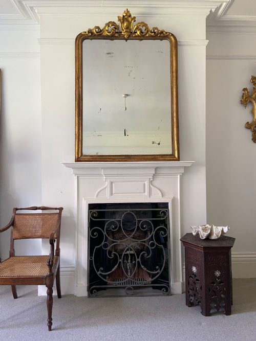 LOUIS PHILLIPE FRENCH 19THC GILT OVERMANTLE MIRROR 137CM ORIGINALMERCURY PLATE - ADDITIONAL PHOTO 1