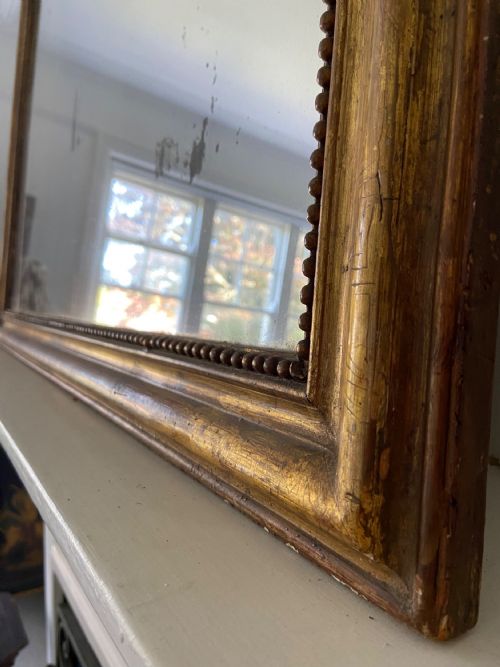 LOUIS PHILLIPE FRENCH 19THC GILT OVERMANTLE MIRROR 137CM ORIGINALMERCURY PLATE - ADDITIONAL PHOTO 2