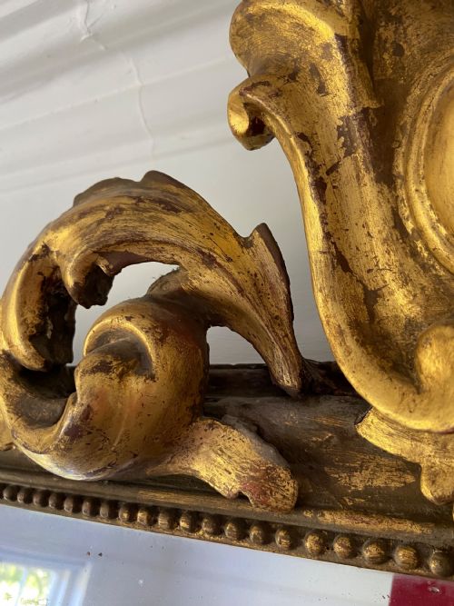LOUIS PHILLIPE FRENCH 19THC GILT OVERMANTLE MIRROR 137CM ORIGINALMERCURY PLATE - ADDITIONAL PHOTO 7