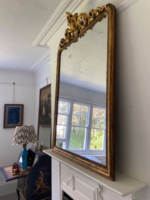 LOUIS PHILLIPE FRENCH 19THC GILT OVERMANTLE MIRROR 137CM ORIGINALMERCURY PLATE - ADDITIONAL PHOTO 11