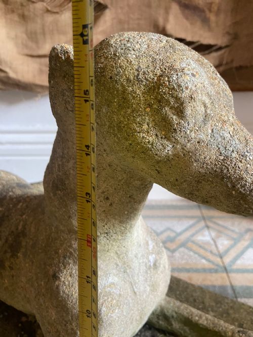 ANTIQUE RECUMBENT GREYHOUND WEATHERED COMPOSITE STONE CIRCA 1910 70CM - ADDITIONAL PHOTO 10
