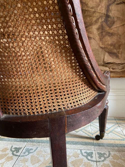A SIMULATED ROSEWOOD REGENCY OAK BERGERE LIBRARY CHAIR C1825 DROPIN SEAT - ADDITIONAL PHOTO 11