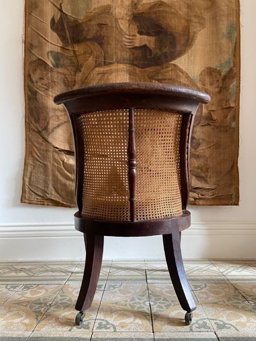 A SIMULATED ROSEWOOD REGENCY OAK BERGERE LIBRARY CHAIR C1825 DROPIN SEAT - ADDITIONAL PHOTO 12