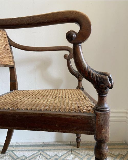 EARLY 19THC CANED REGENCY LIONS PAWS OPENARM CHAIR MANNER THOMAS HOPE C1820 - ADDITIONAL PHOTO 1