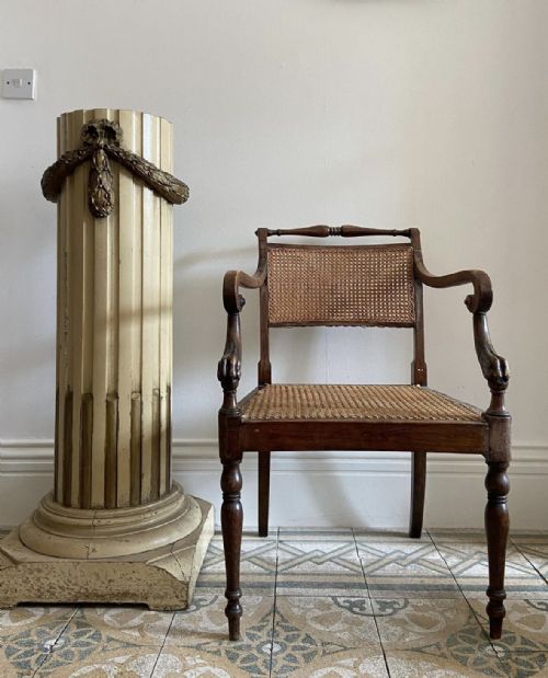 EARLY 19THC CANED REGENCY LIONS PAWS OPENARM CHAIR MANNER THOMAS HOPE C1820 - ADDITIONAL PHOTO 2