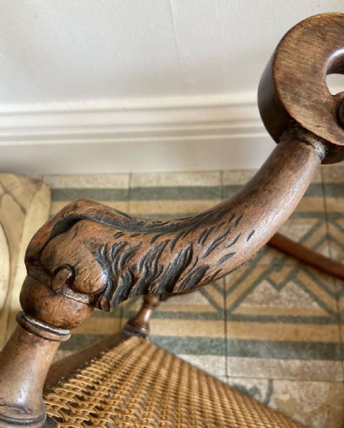 EARLY 19THC CANED REGENCY LIONS PAWS OPENARM CHAIR MANNER THOMAS HOPE C1820 - ADDITIONAL PHOTO 7