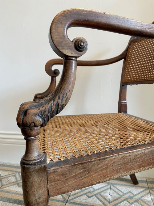 EARLY 19THC CANED REGENCY LIONS PAWS OPENARM CHAIR MANNER THOMAS HOPE C1820 - ADDITIONAL PHOTO 12