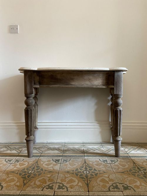 a 19th century orangery potting shed table 106cm wide carrara marble top - CATEGORY: ANTIQUE TABLES - DATED VICTORIAN