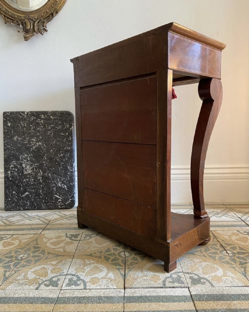 A 19THC LOUIS PHILIPPE FRENCH MIRROR BACK MAHOGANY CONSOLE TABLE 60CM MARBLE TOP - ADDITIONAL PHOTO 2