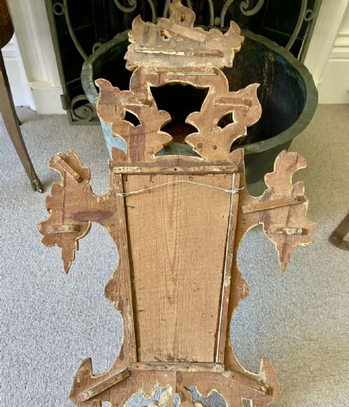 A LARGE MATCHING PAIR OF ITALIAN 19THC GILTWOOD CARTOUCHE WALL MIRRORS 101CM - ADDITIONAL PHOTO 3