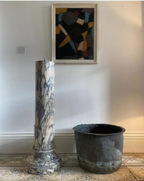 A LARGE ANTIQUE COPPER PLANTER 52CM 19THC RIVETED VERDIGRIS AND DRAINAGE HOLES - ADDITIONAL PHOTO 7