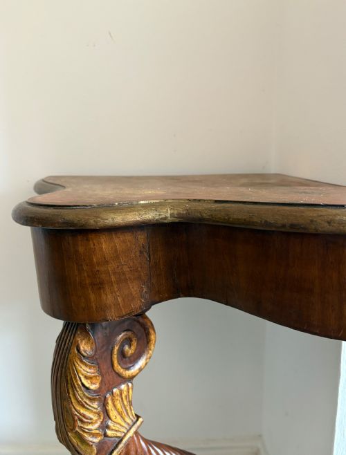 AN EARLY 19TH CENTURY MAHOGANY AND GILDED MONOPODIA CORNER CONSOLE TABLE C1835 - ADDITIONAL PHOTO 5